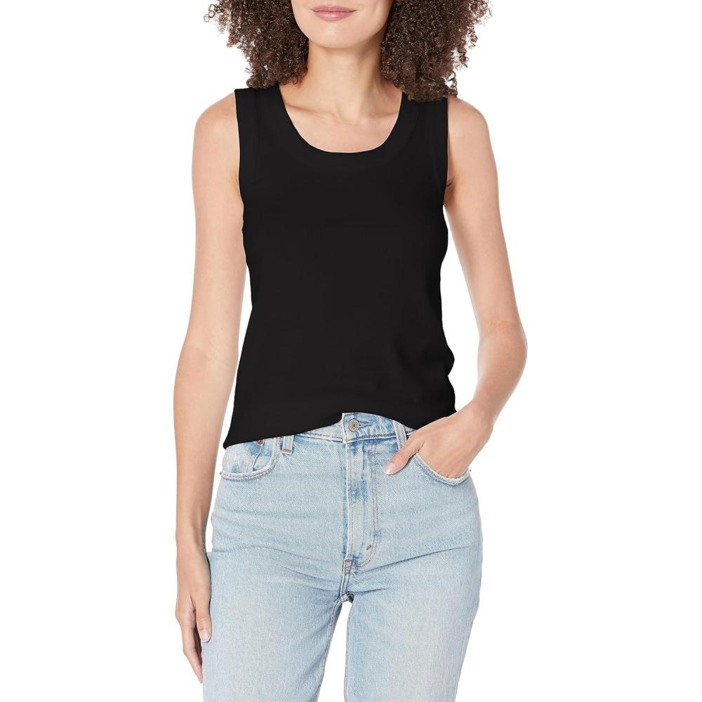 imageNICZOE Womens Perfect Knit Rib Scoop TankBlack Onyx