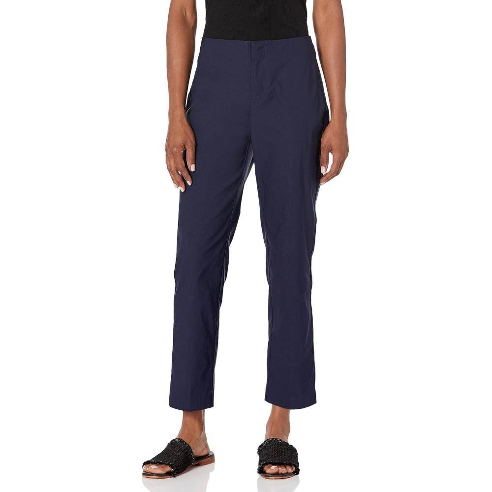 imageNICZOE Womens Petite 26quot Polished Wonderstretch Straight Ankle PantDark Indigo
