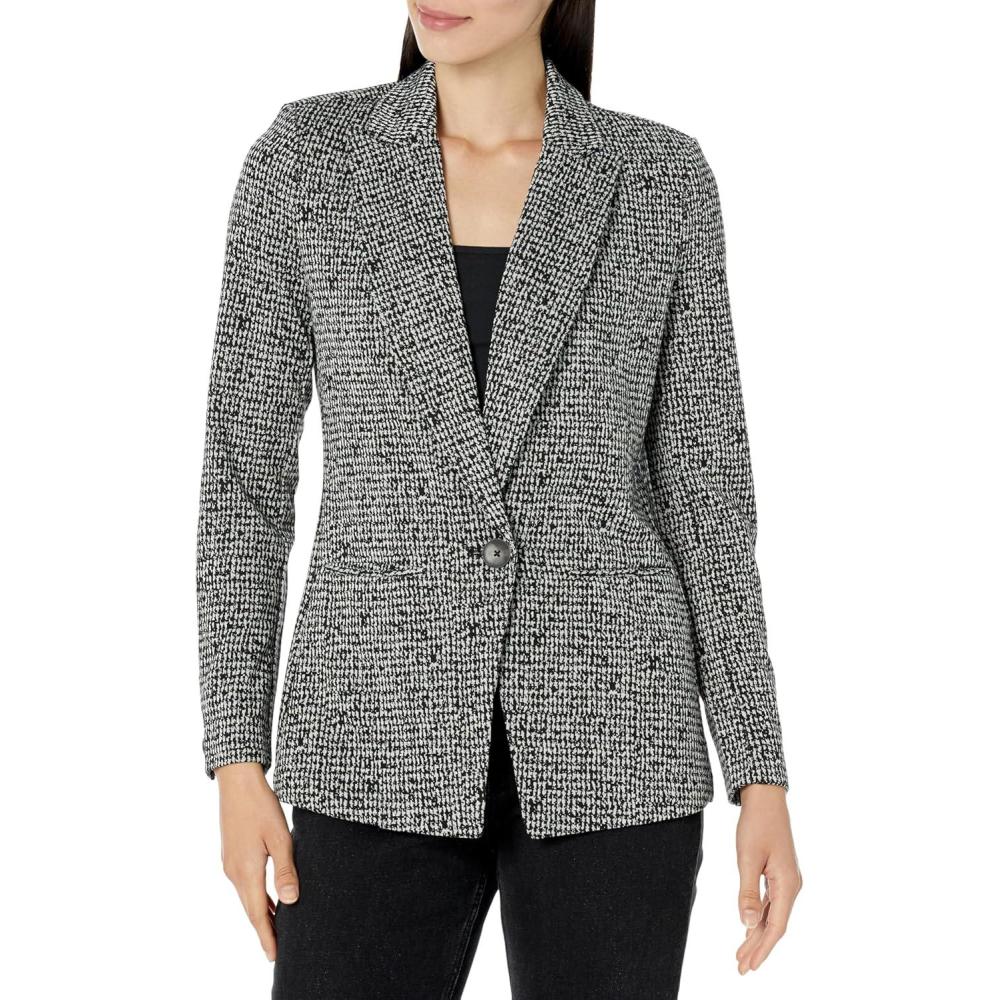 imageNICZOE Womens Petite Etched Tweed Knit BlazerBlack Multi
