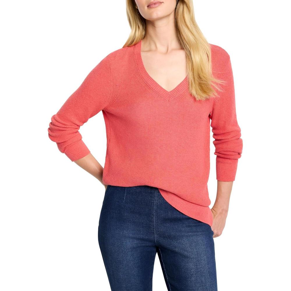 imageNICZOE Womens Waffle Stitch VNeck SweaterCinnabar