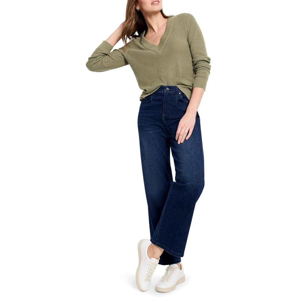 imageNICZOE Womens Waffle Stitch VNeck SweaterOlivewood