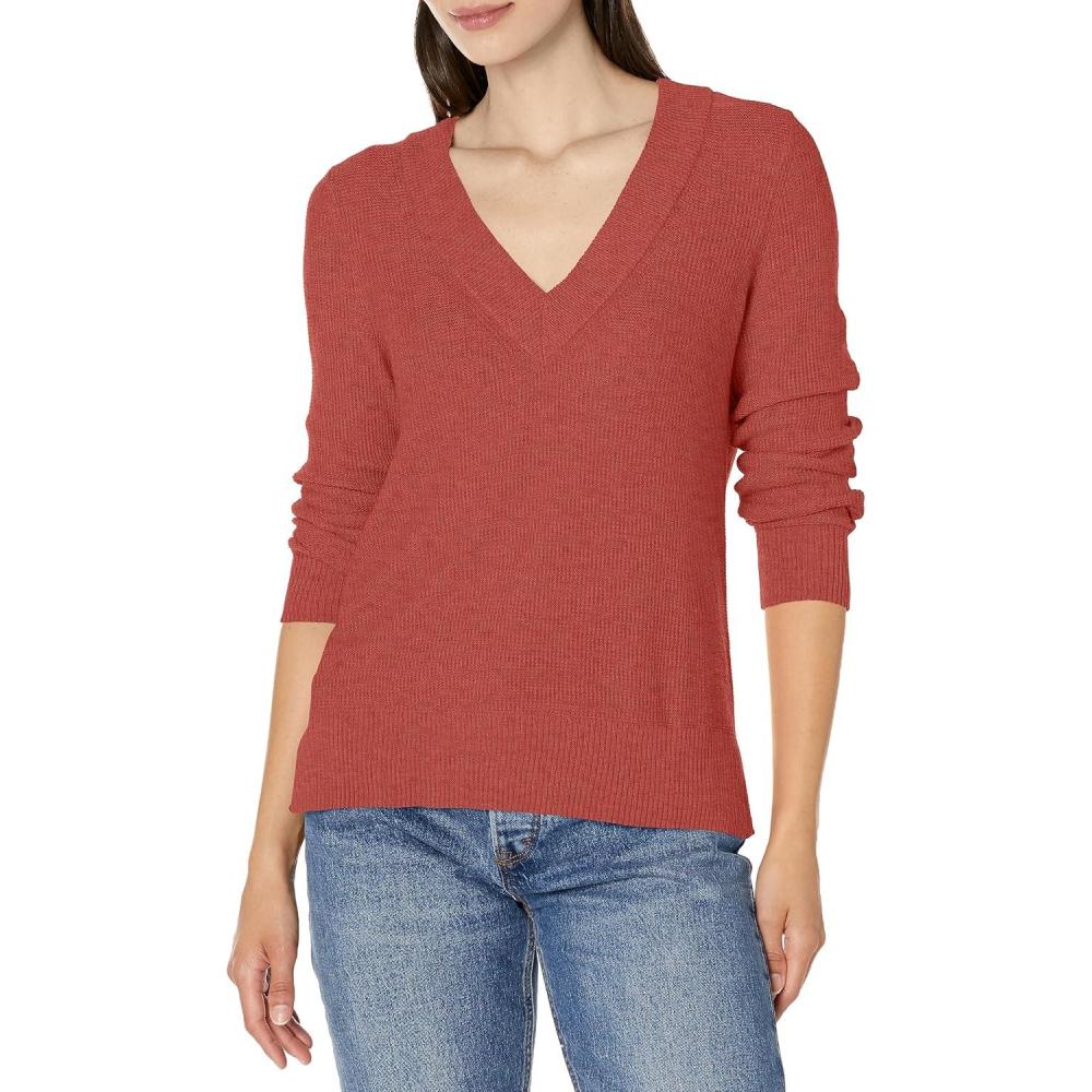 imageNICZOE Womens Waffle Stitch VNeck SweaterSpice