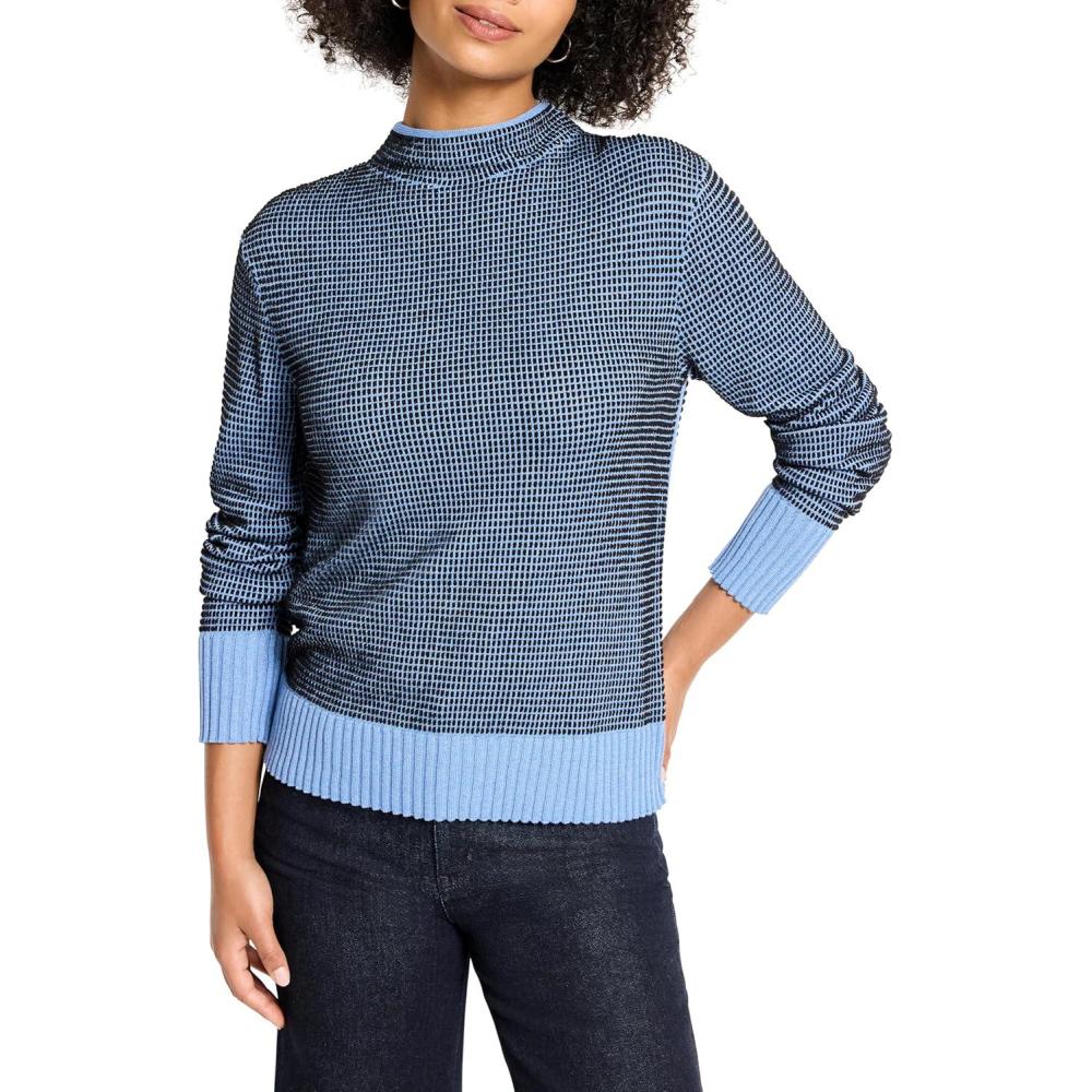 imageNICZoe Womens Funnel Neck Pixel Knit SweaterBlue Multi