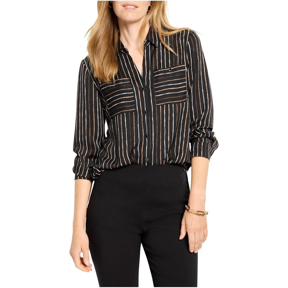 imageNICZoe Womens Mini Painted Stripe ShirtBlack Multi