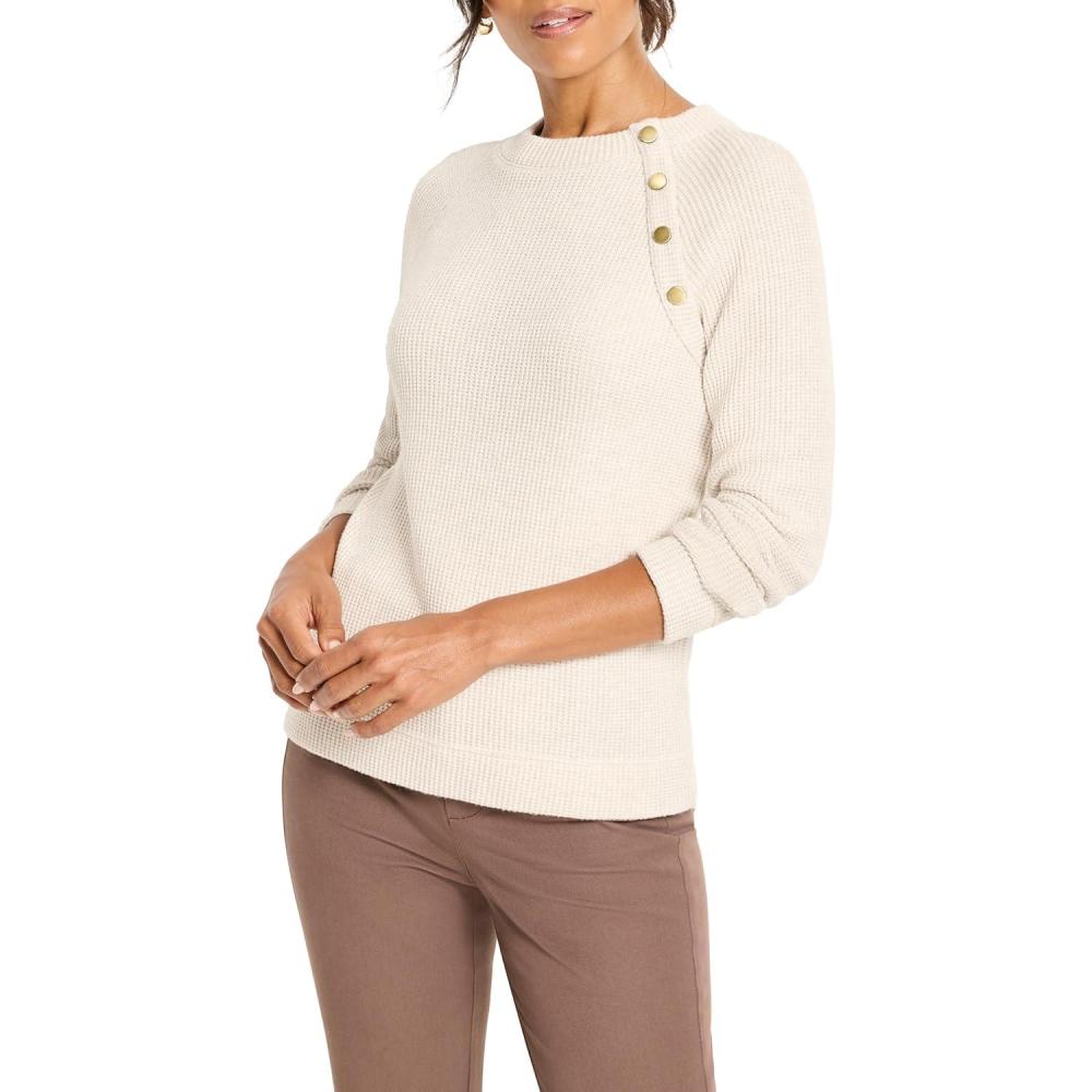 imageNICZoe Womens Soft Thermal Button TopSugar Cookie