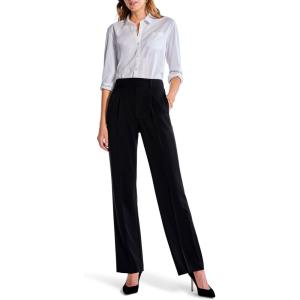 NIC+ZOE Women’s 31″ The Avenue Wide Leg Pleated Pant(Black Onyx)