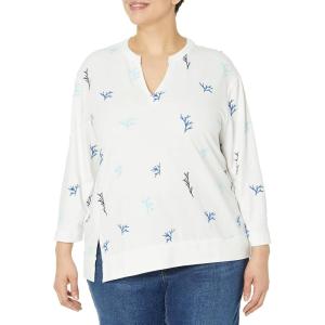 NIC+ZOE Womens Coral Reef Terry Top(White Multi)