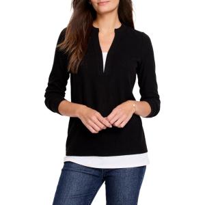 NIC+ZOE Women’s Cozy Mix Media Layer Top(Black Onyx)
