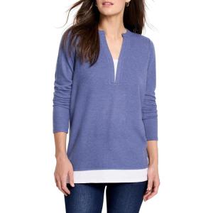 NIC+ZOE Women’s Cozy Mix Media Layer Top(Cornflower)