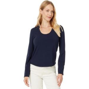 NIC+ZOE Women’s Long Sleeve Scoop Neck Tee(Dark Indigo)