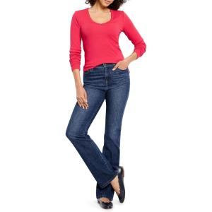 NIC+ZOE Women’s Perfect Knit Rib Ls V Neck(Amaryllis)