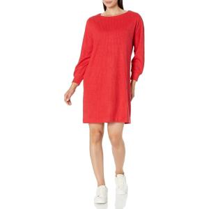 NIC+ZOE Women’s Petite Cozy Rib Dress(Pop Red)