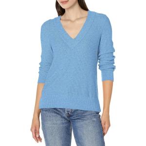 NIC+ZOE Women’s Waffle Stitch V-Neck Sweater(Iris)