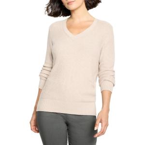 NIC+ZOE Women’s Waffle Stitch V-Neck Sweater(Taupe)