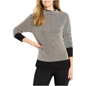 NIC+Zoe Womens Funnel Neck Pixel Knit Sweater(Black Multi)