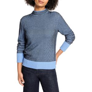 NIC+Zoe Womens Funnel Neck Pixel Knit Sweater(Blue Multi)