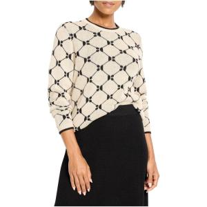 NIC+Zoe Women’s Geo Argyle Doubleknit Sweater(Neutral Multi)