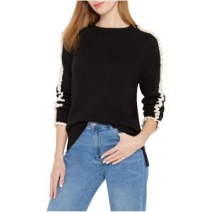NIC+Zoe Women’s Ruffled Down Sweater(Black Onyx)