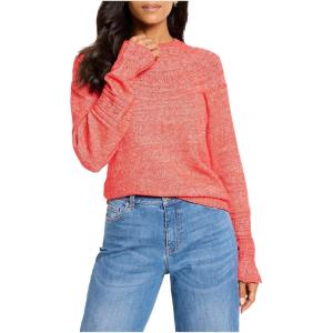 NIC+Zoe Womens Textural Dot Cozy Sweater(Scarlet)