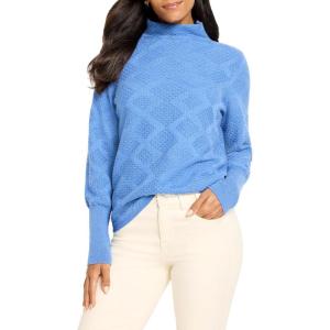NIC+Zoe Womens Textured Diamonds Sweater(Mineral)
