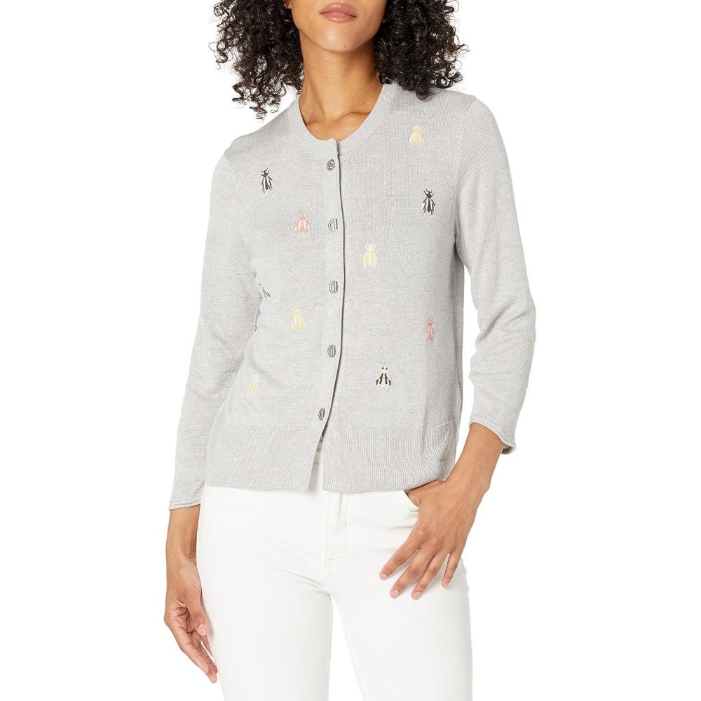 imageNICZOE Womens Busy Bee CardiganGrey Multi