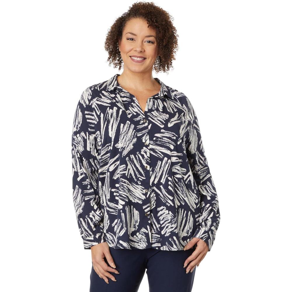 imageNICZOE Womens Sweet Strokes ShirtIndigo Multi