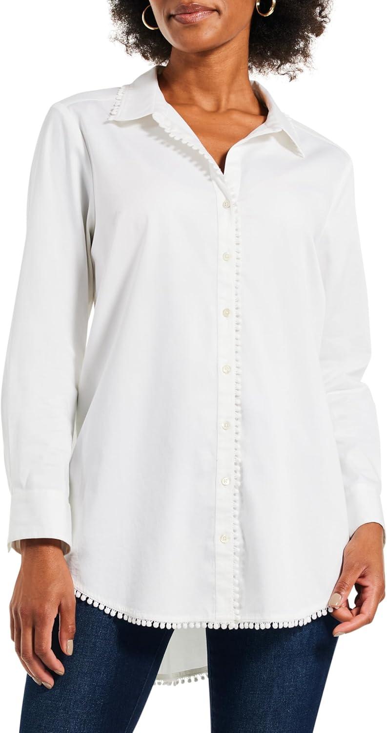 imageNICZOE Womens Button Front BlousePaper White