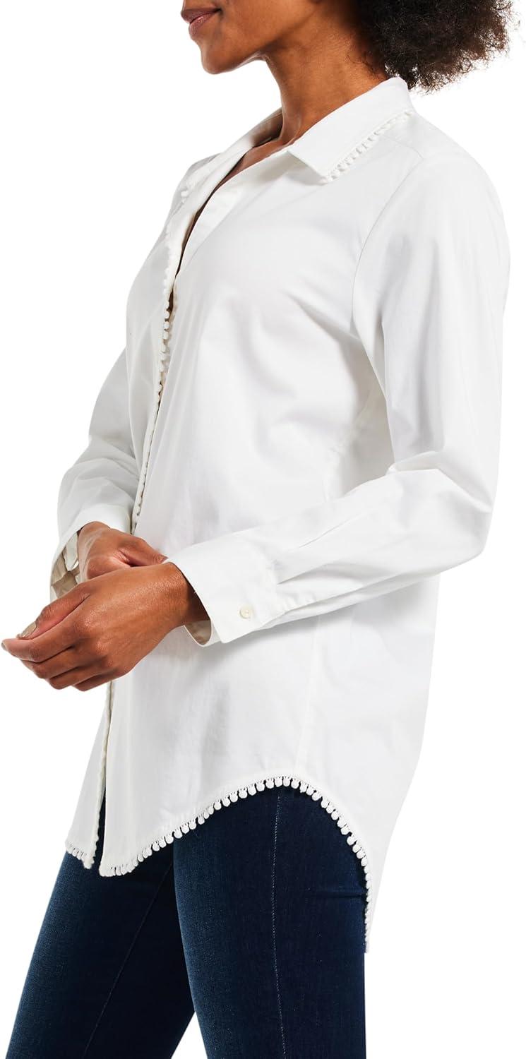 imageNICZOE Womens Button Front BlousePaper White