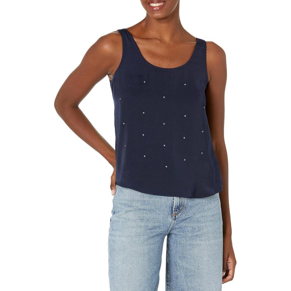 imageNICZOE Womens Soft Drape Studded TankDark Indigo