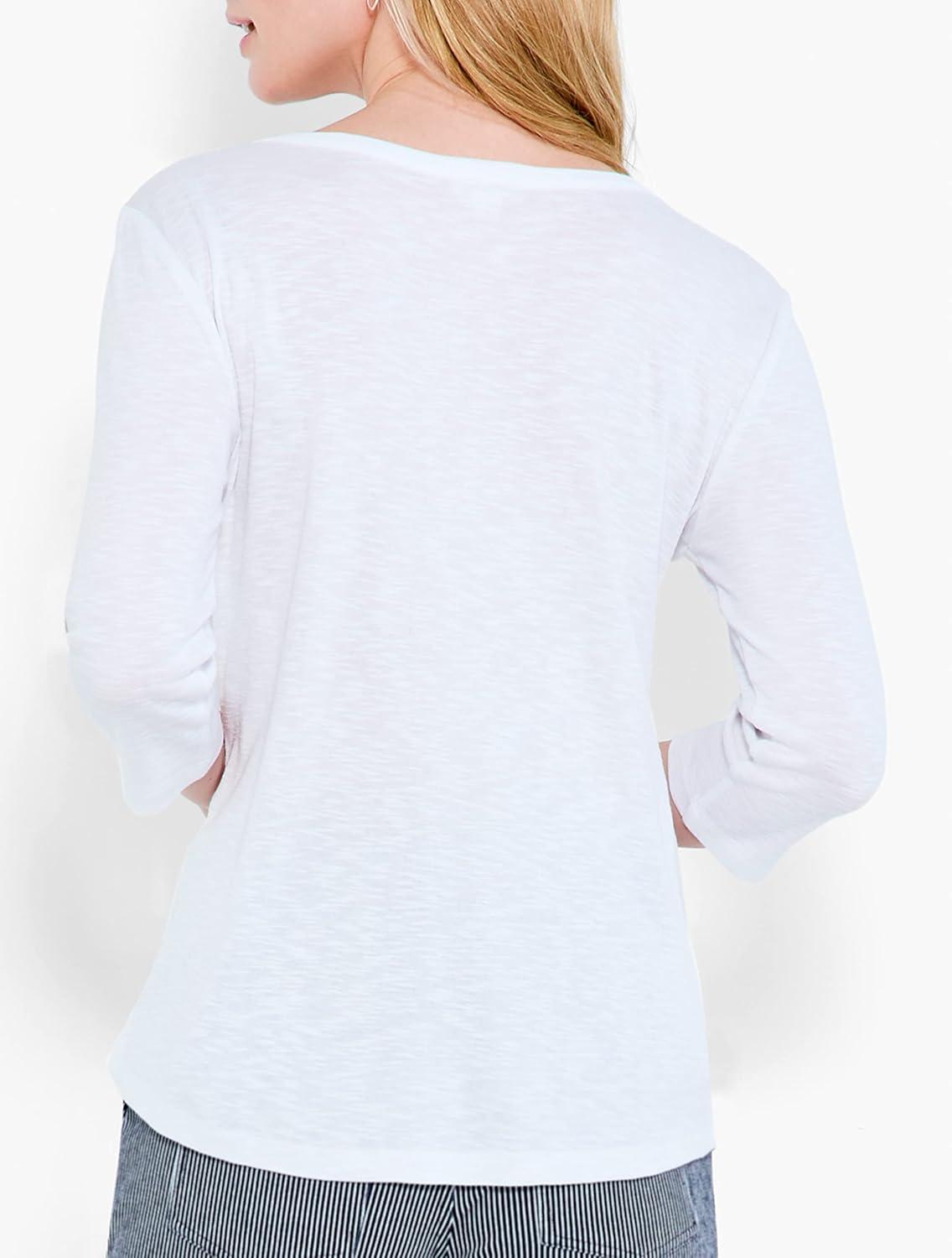 imageNICZOE Womens 34 SLV Snap V TeePaper White