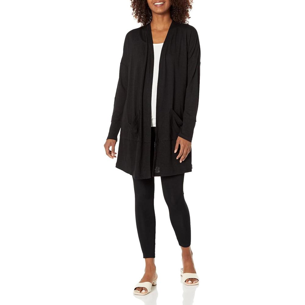 imageNICZOE Womens Long Sleeve Pocket CardiganBlack Onyx