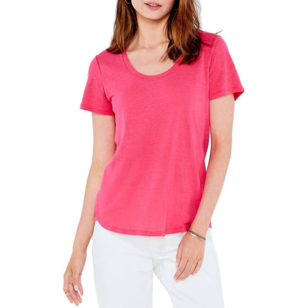 imageNICZOE Womens Short Sleeve Shirt Tail Scoop TeeRose Quartz