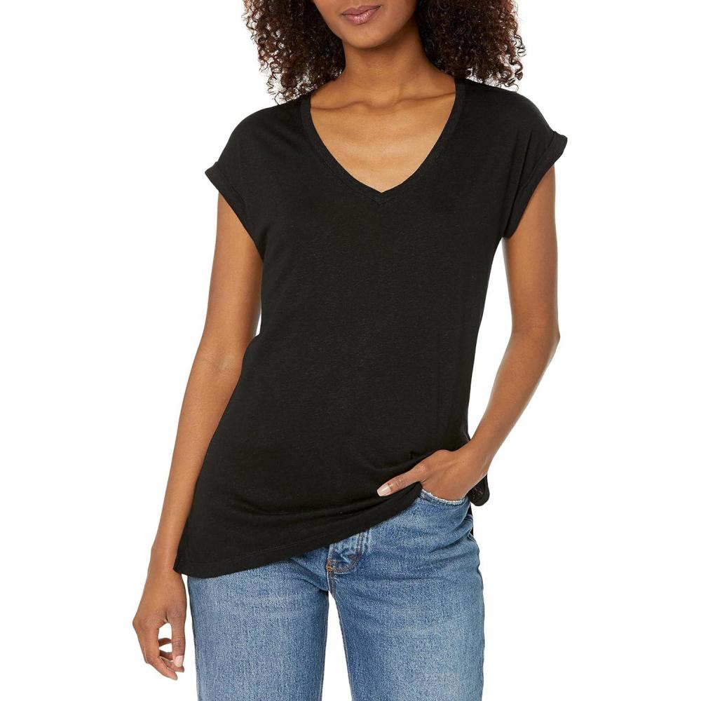 imageNICZOE Womens Short Sleeve V TeeBlack Onyx