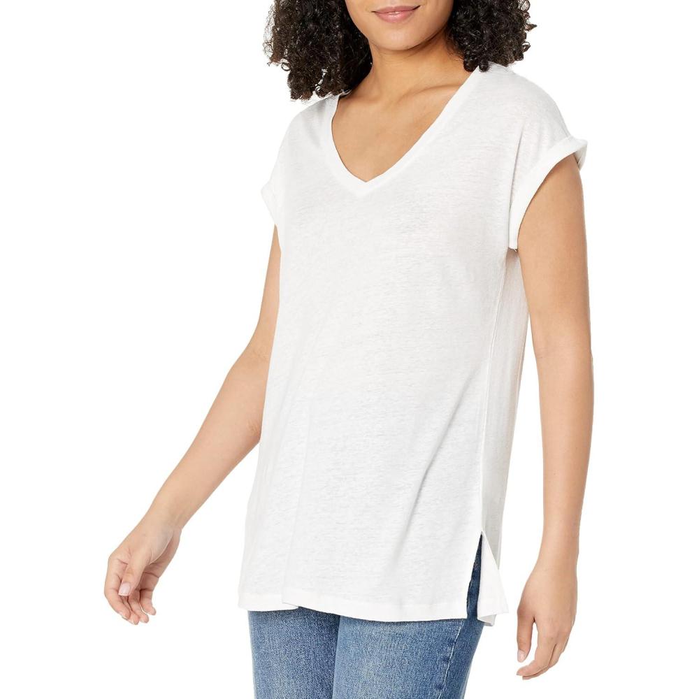 imageNICZOE Womens Short Sleeve V TeePaper White