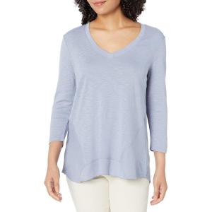 NIC+ZOE Women’s 3/4 SLV Drape V Tee(Cloud)
