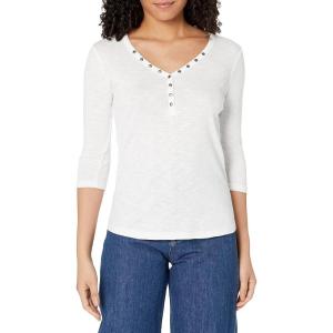 NIC+ZOE Women’s 3/4 SLV Snap V Tee(Paper White)