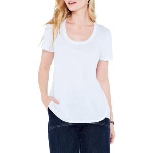 NIC+ZOE Women’s Short Sleeve Shirt Tail Scoop Tee(Paper White)