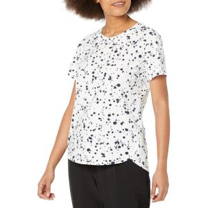 NIC+ZOE Women’s Ss Splatter Shirt Tail Crew Tee(White Multi)