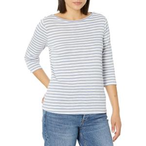 NIC+ZOE womens 3/4 Sleeve Stripe Boat Tee T Shirt, Blue Multi, Medium US