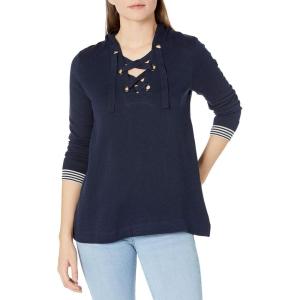 NIC+ZOE Women’s Lace Up Hoodie(Dark Indigo)