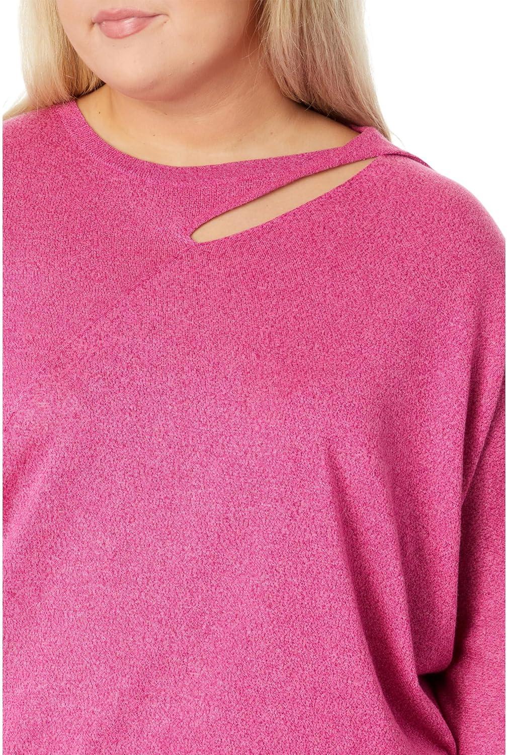 imageNICZOE Womens Petite Soft Sleeve Twist Sweater TeeShocking Pink