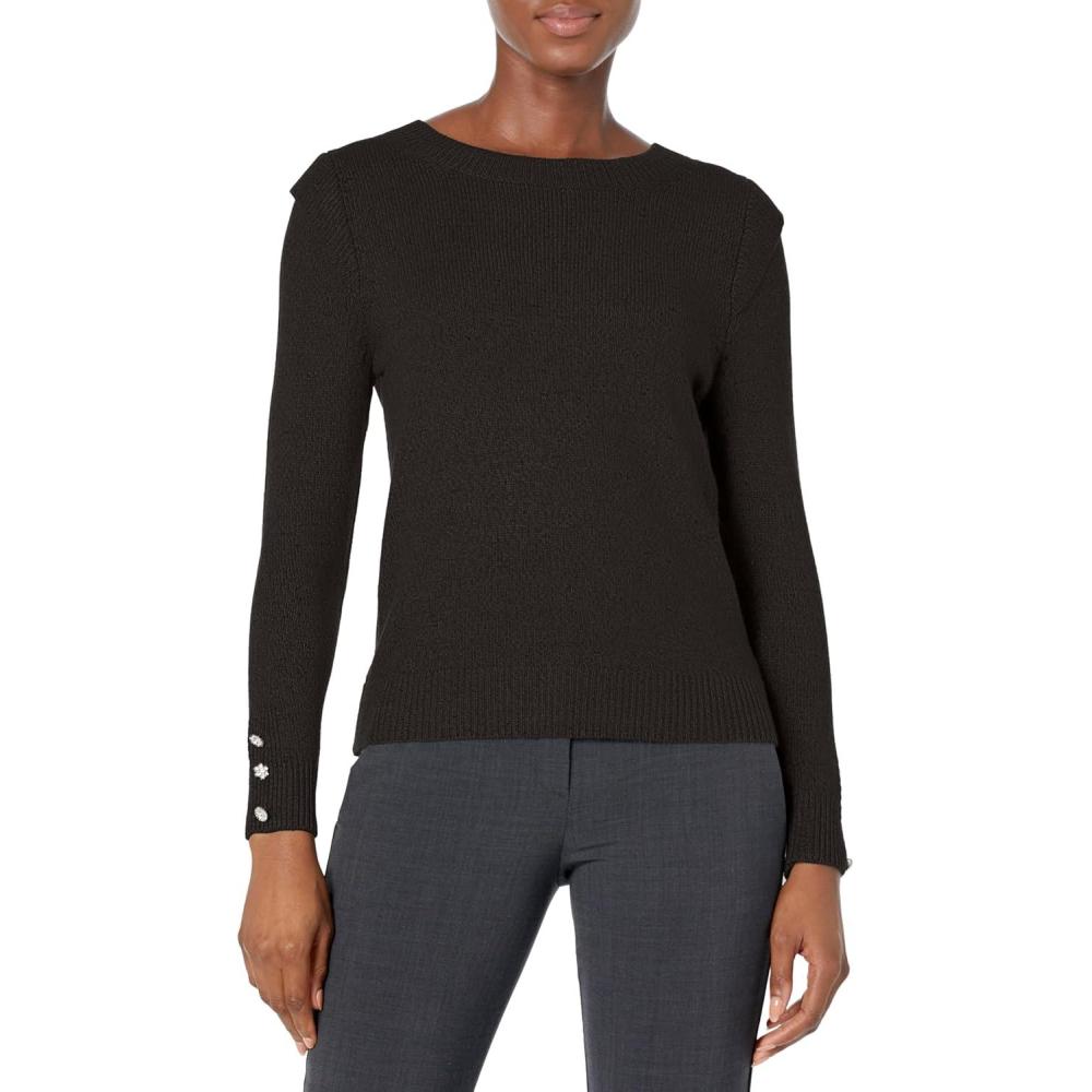 imageNICZOE Womens Playful Cuff SweaterBlack Onyx