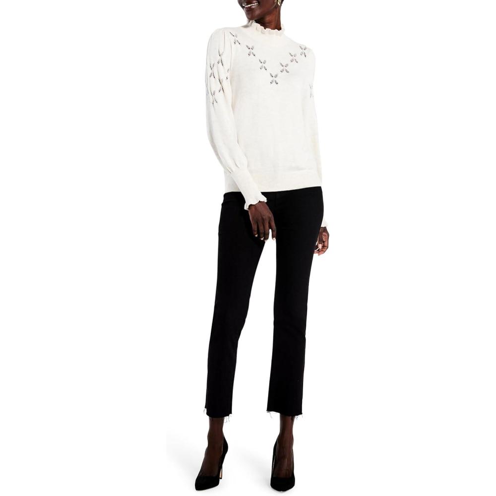 imageNICZOE Womens Pointelle Pip SweaterSandshell