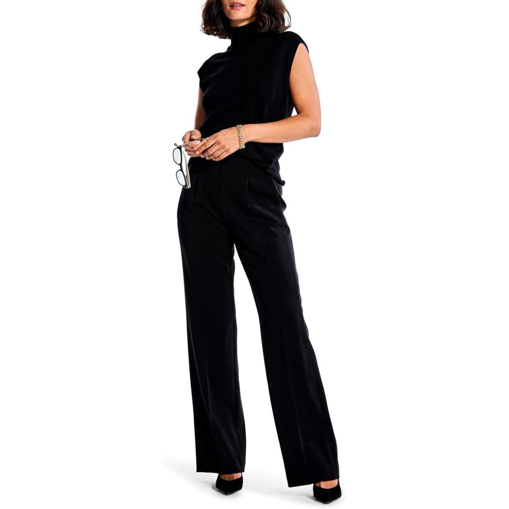 imageNICZOE Womens Sleeveless Turtleneck Sweater TeeBlack Onyx