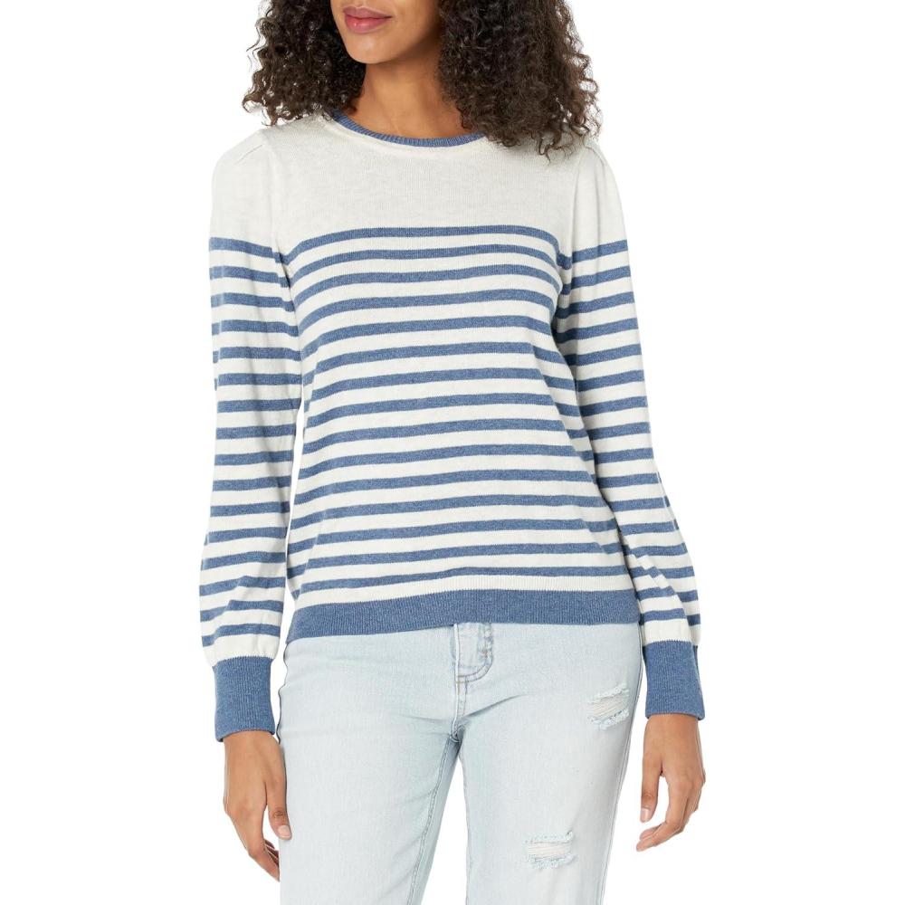 imageNICZOE Womens Striped Femme Sleeve SweaterBlue Multi