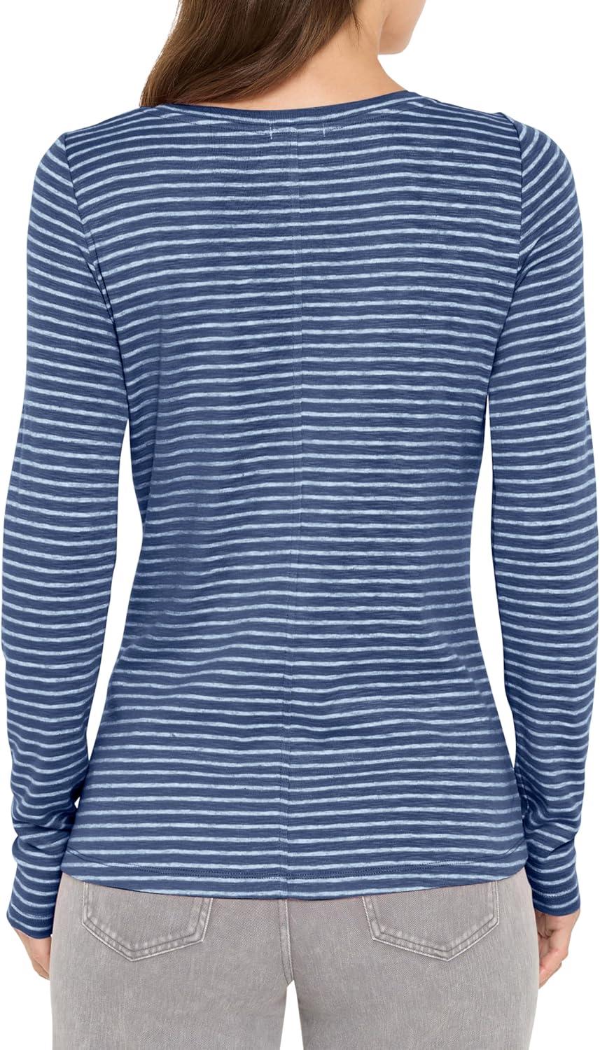 imageNICZOE Womens Long Sleeve Stripe Boat TeeBlue Multi