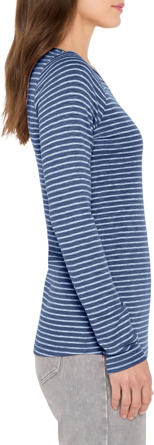 imageNICZOE Womens Long Sleeve Stripe Boat TeeBlue Multi