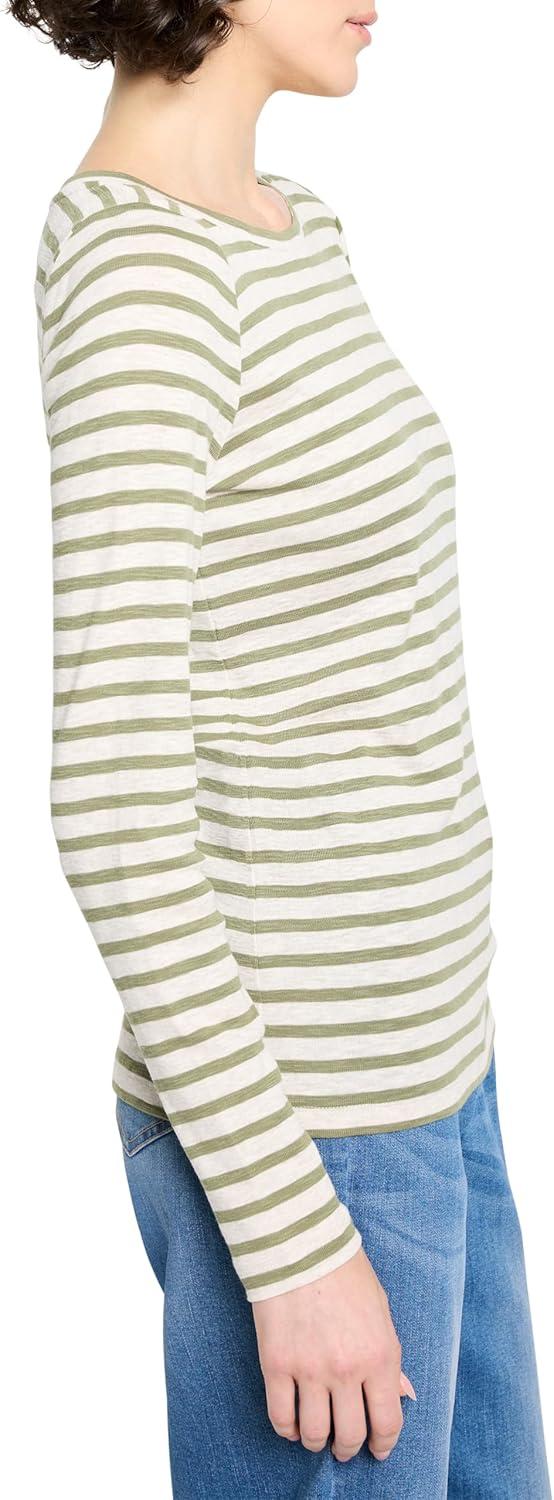 imageNICZOE Womens Long Sleeve Stripe Boat TeeGreen Multi