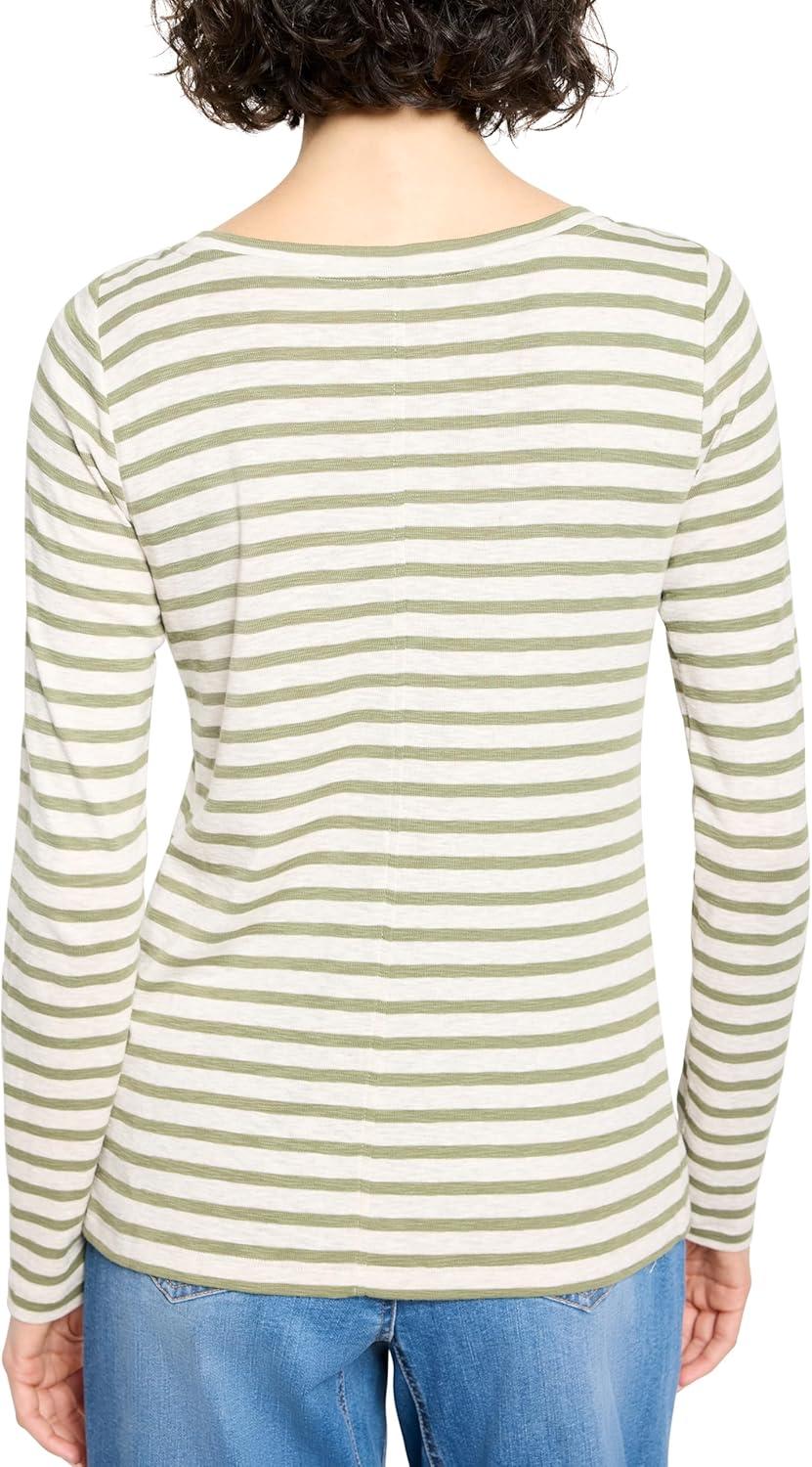 imageNICZOE Womens Long Sleeve Stripe Boat TeeGreen Multi
