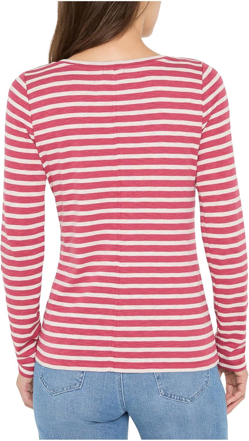 imageNICZOE Womens Long Sleeve Stripe Boat TeeRed Multi